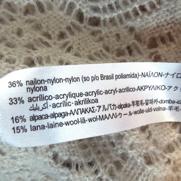 Zara Pointelle Open Knit Ivory Cream Wool Alpaca Round Neck Sweater Size Medium - Picture 13 of 13